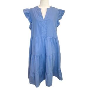 Women’s Tiered Ruffled Cap Sleeve Blue Dress New without tags XL (fits smaller)